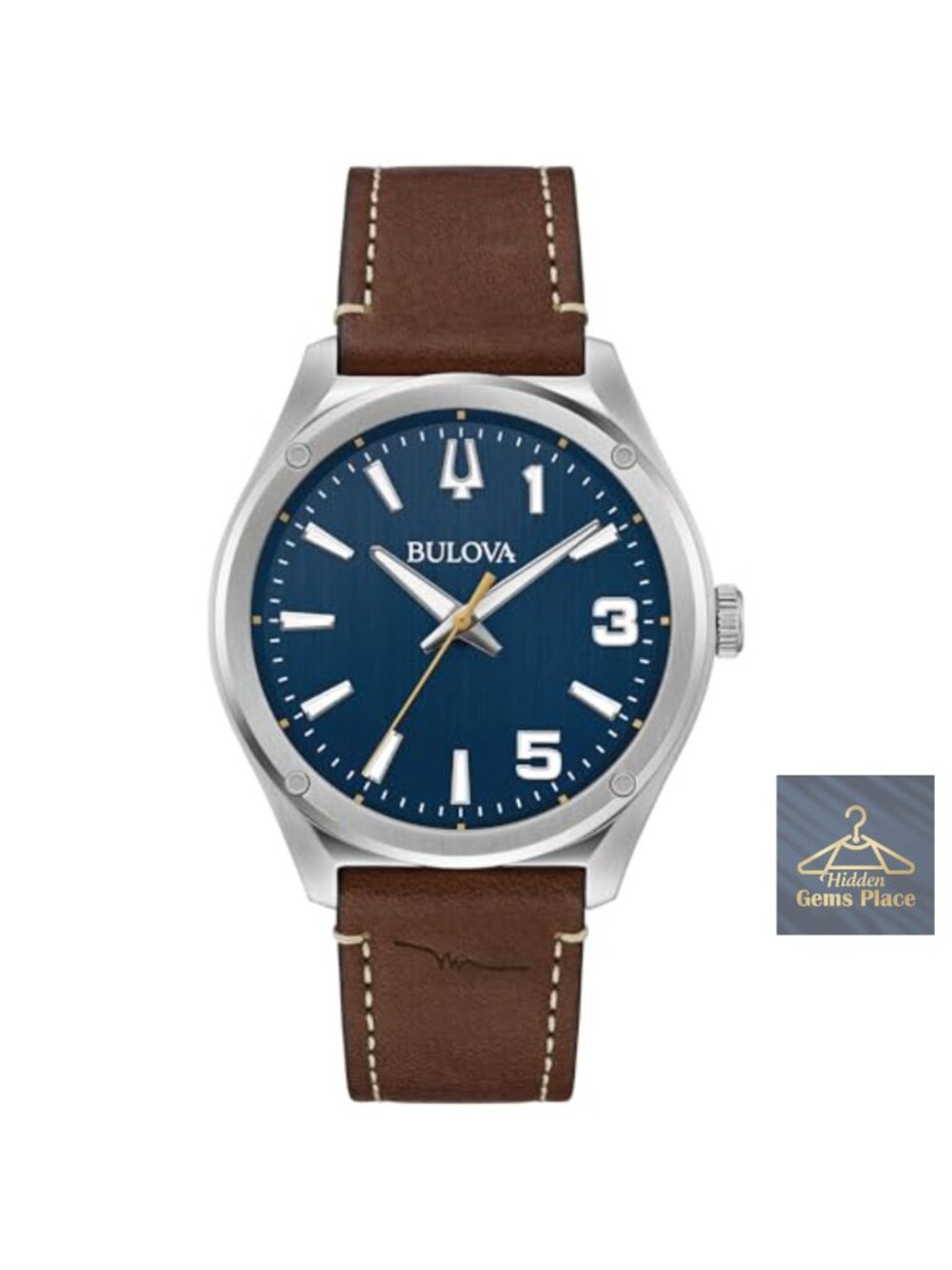 Men's Stainless Steel Quartz Watch, Sapphire Crystal, Leather Strap